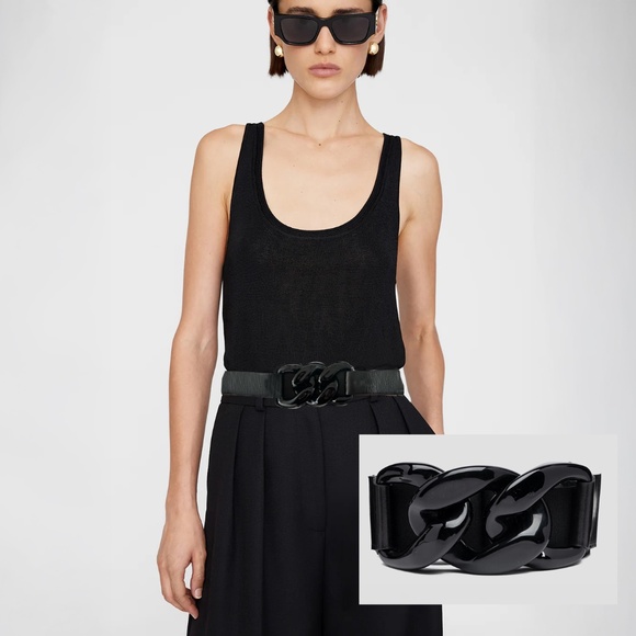 Serge Gavazzeni Patent Leather Lucite Chain Belt / M - Picture 2 of 7